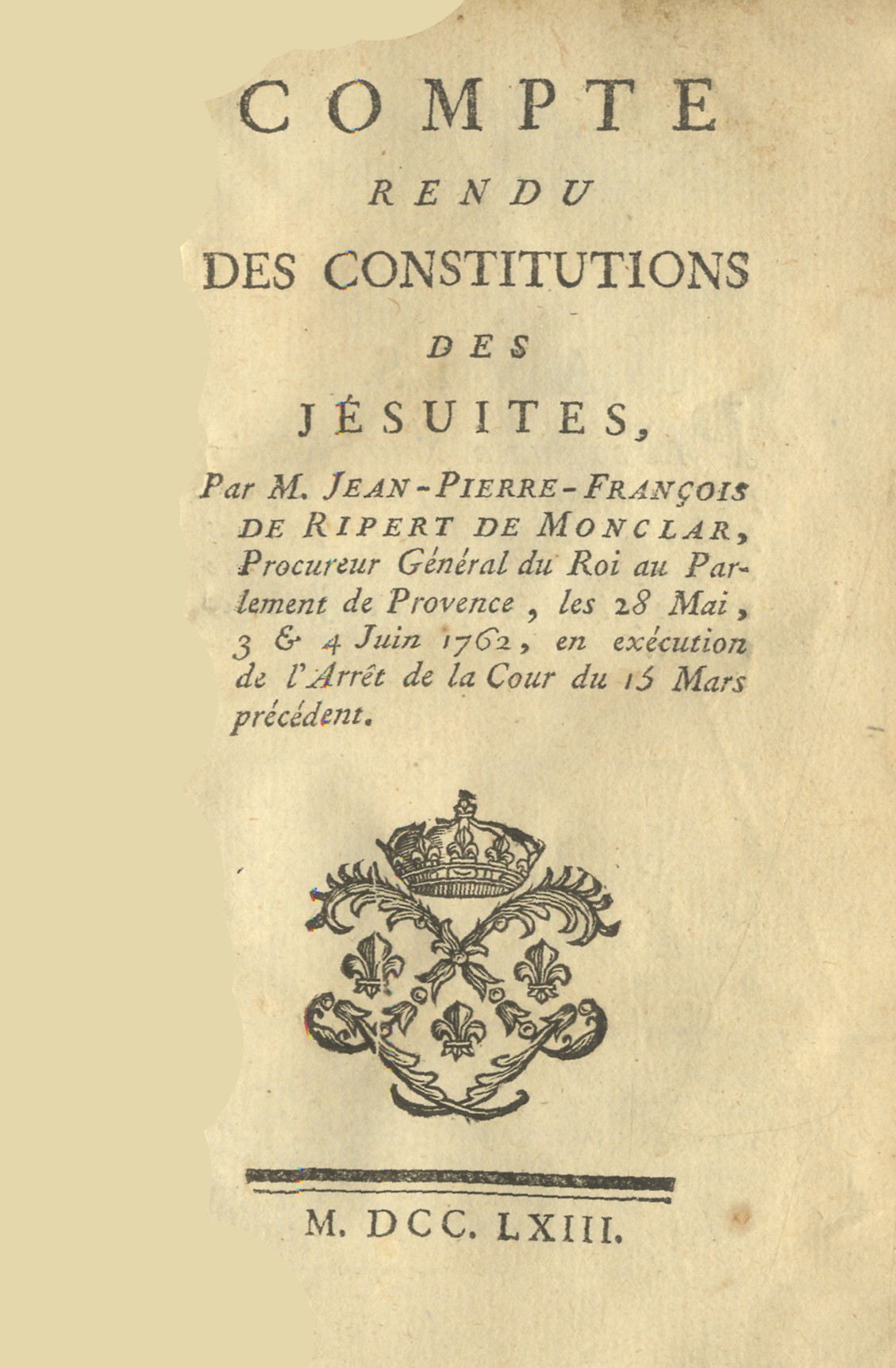 COMPTE RENDU DES CONSTITUTIONS DES JESUITES