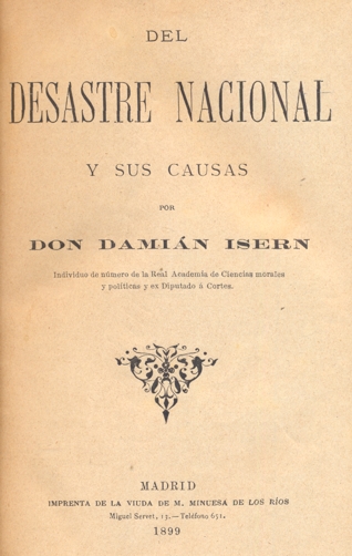 DEL DESASTRE NACIONAL Y SUS CAUSAS