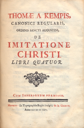 DE IMITATIONE CHRISTI. Libri quator