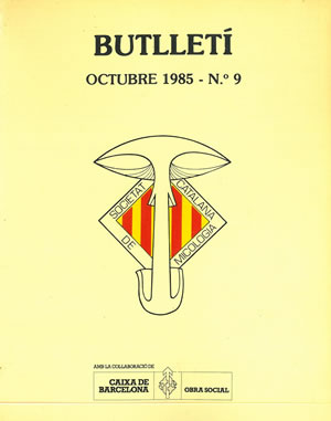 BUTLLETÍ Nº 9. Octubre de 1985. SOCIETAT CATALANA DE MICOLOGÍA
