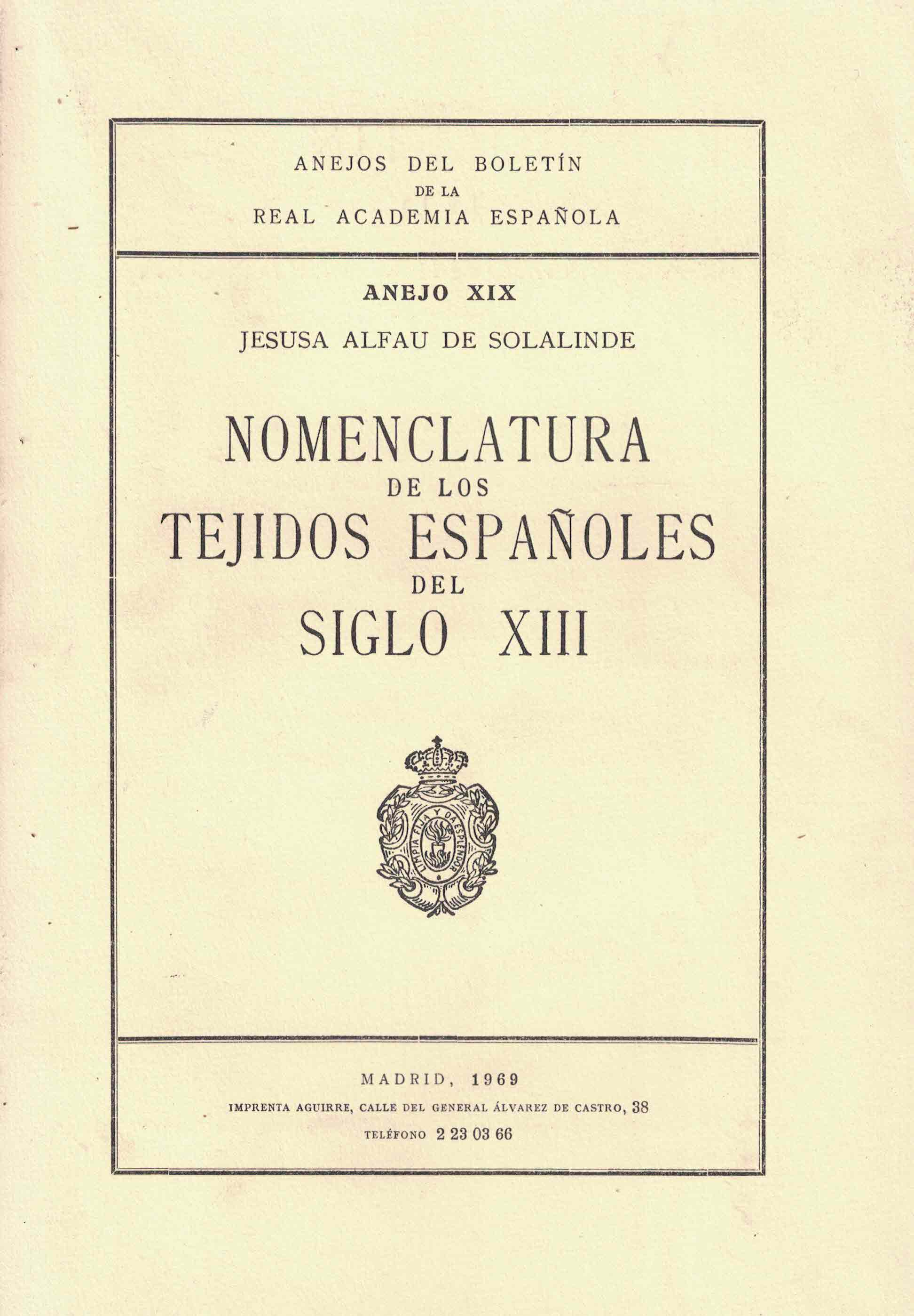 Nomenclatura de los tejidos españoles del siglo XIII