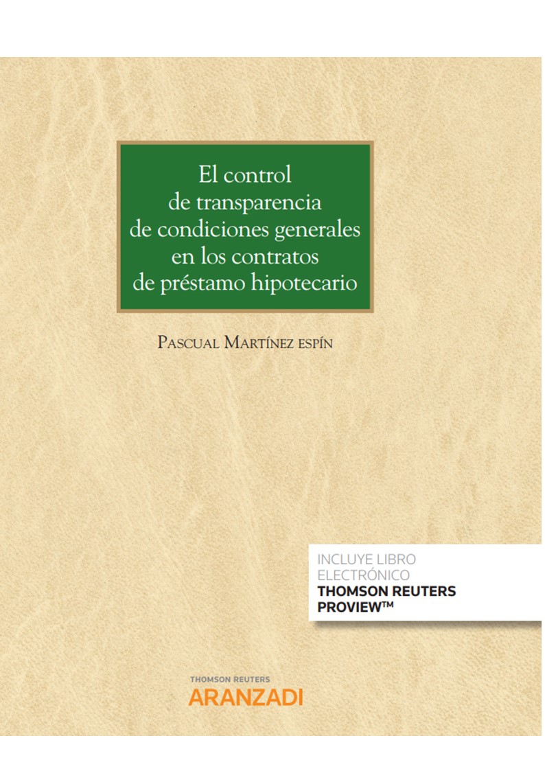 CONTROL TRANSPARENCIA CONDICION GENERAL CONTRATOS PRESTAMOS HIPOTECA