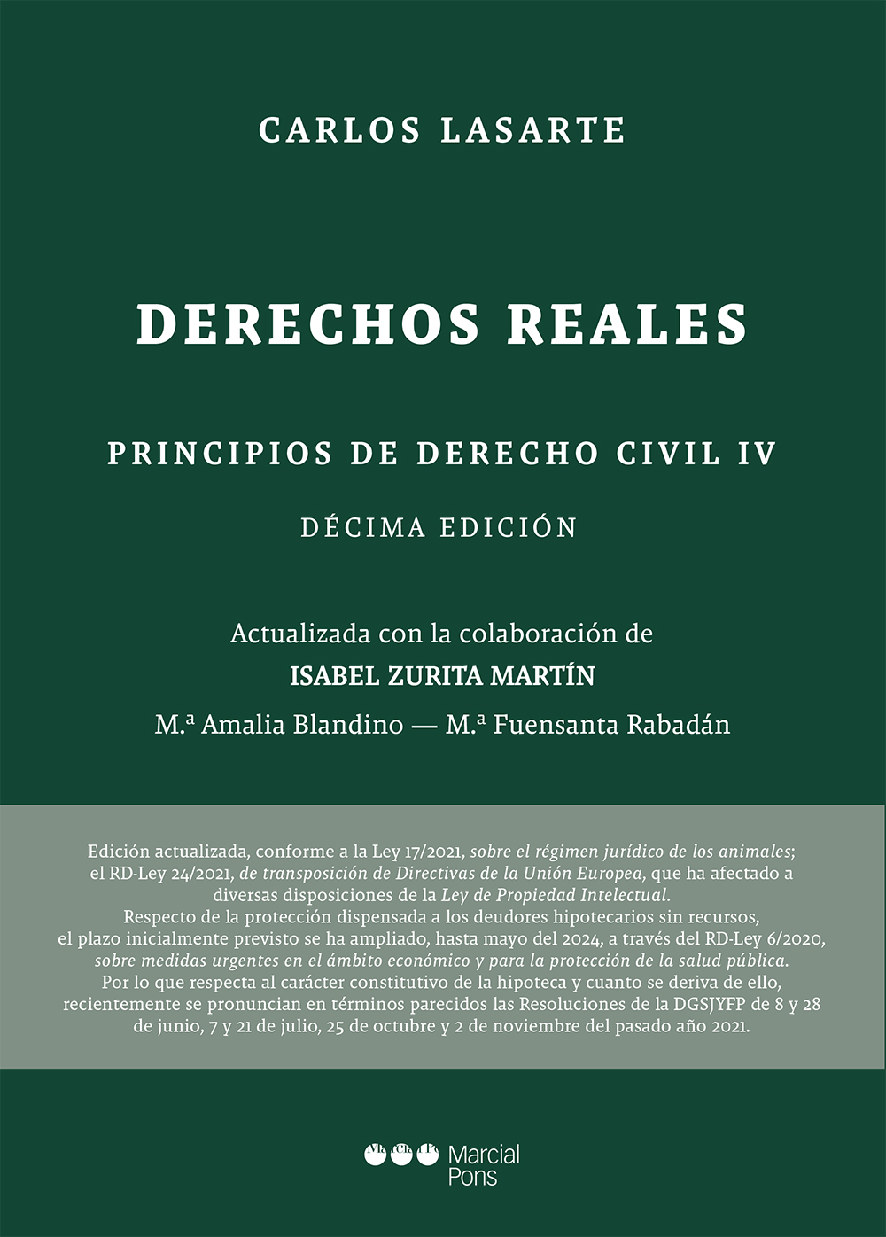 Principios de Derecho civil 10ª ed.   «Tomo IV: Derechos reales» (9788413814179)