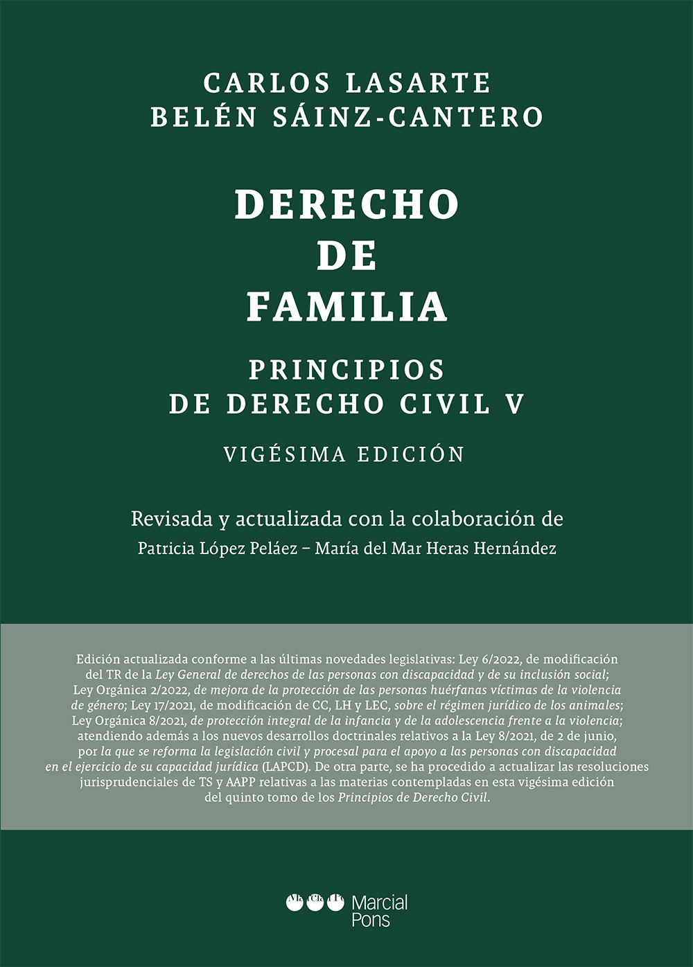 Principios de Derecho civil 20ª ed.   «Tomo V: Derecho de familia» (9788413814186)