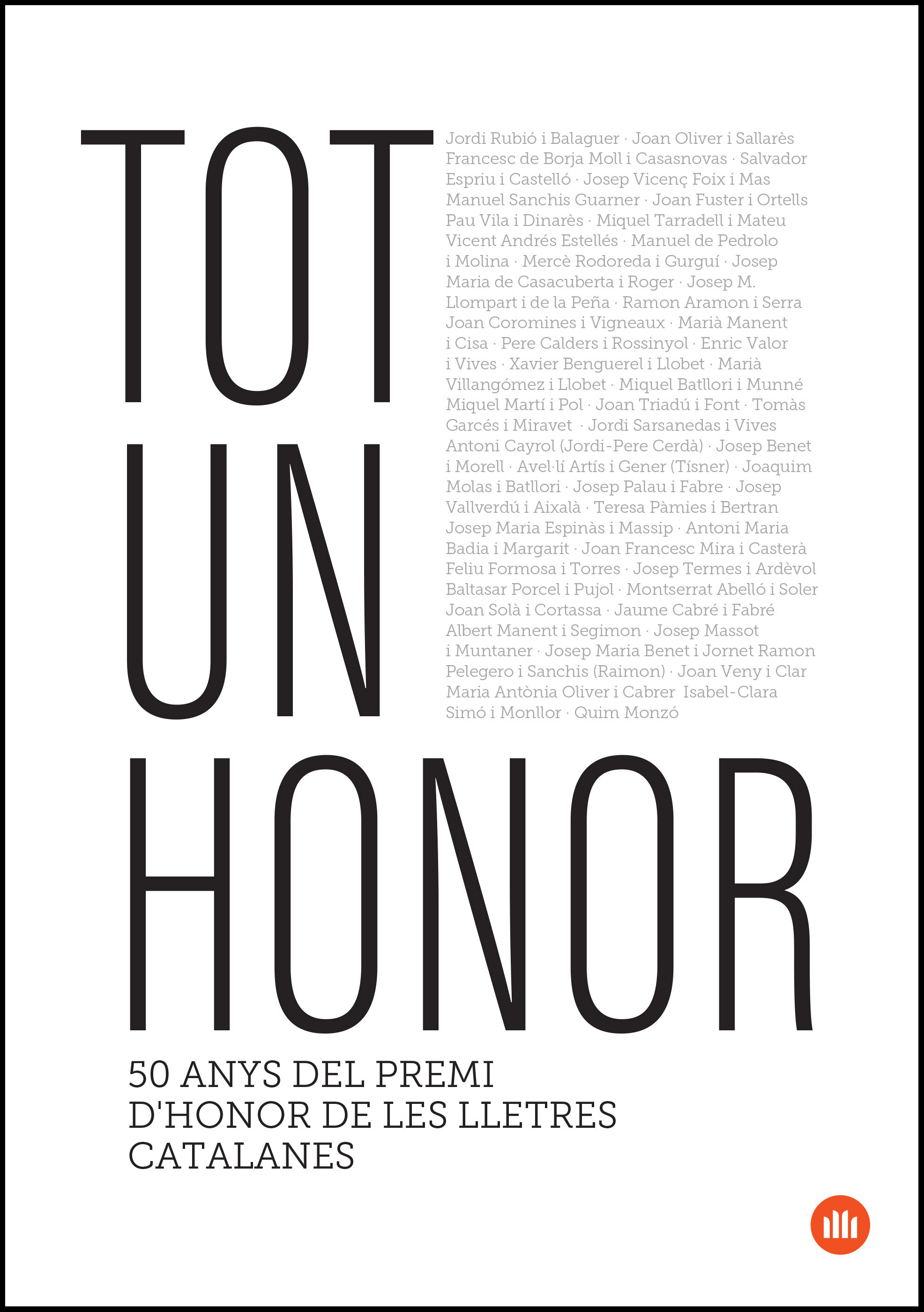 Tot un honor   «50 anys del Premi d'Honor de les Lletres Catalanes» (9788417088460)